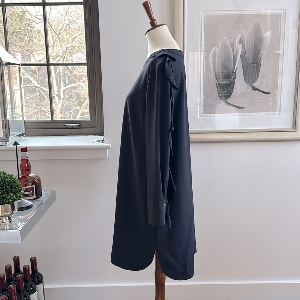 Valentina Kova Blue-Black Silk Shift Dress L - Picture 2 of 16